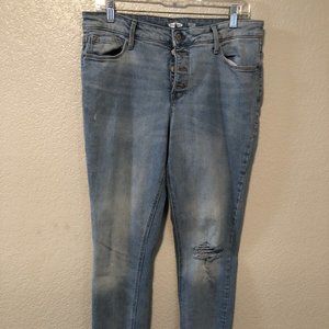 Old Navy Rockstar Super Skinny High Rise Secret Button Fly Distressed Jeans 14